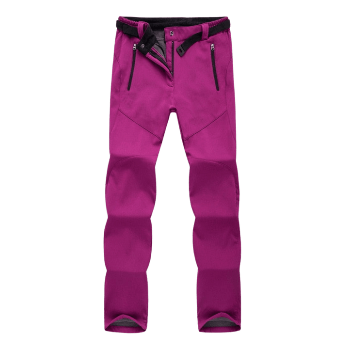 Women's full-length hiking trousers with a belted waist and zip pockets