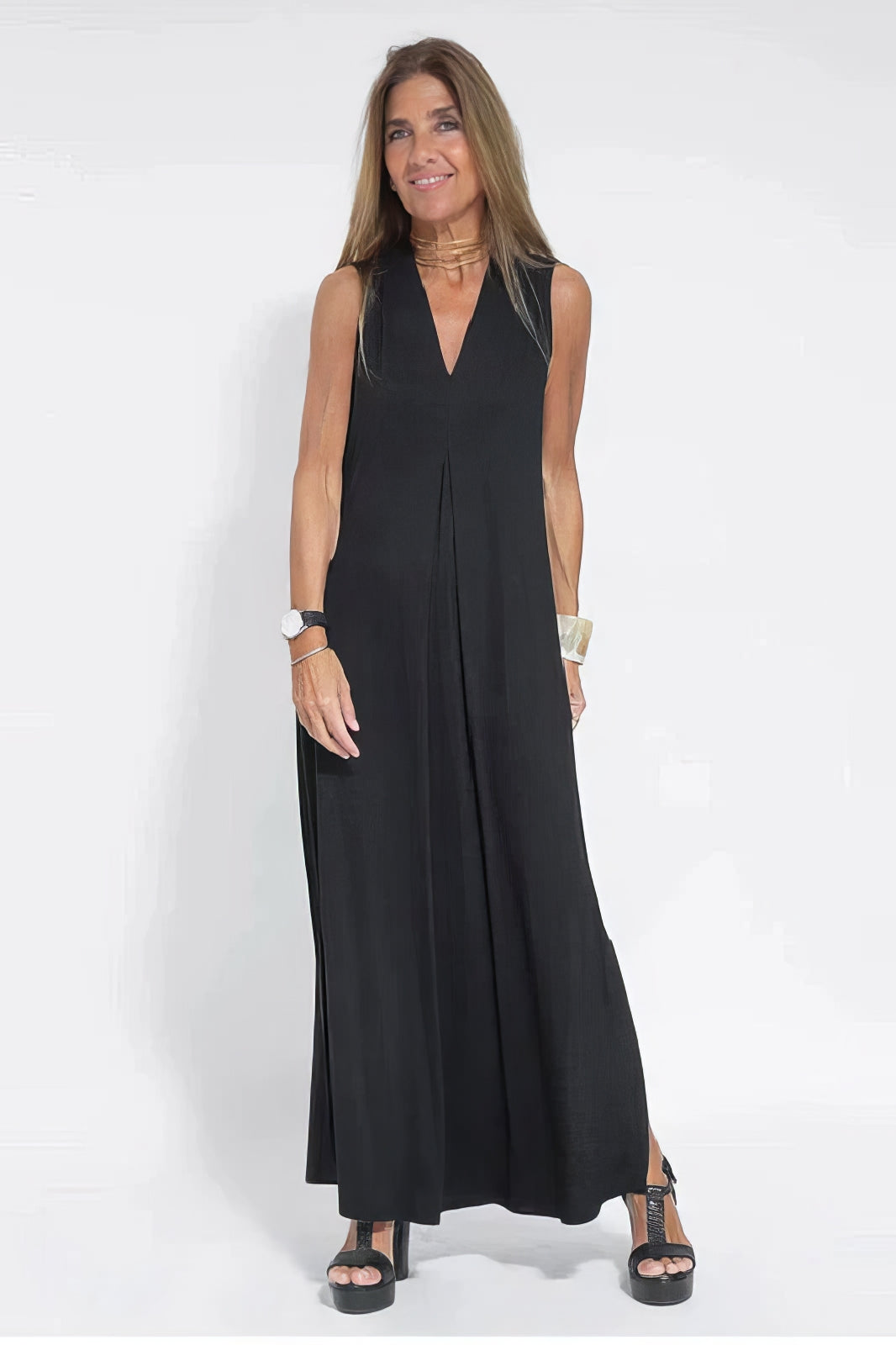 Women's V-neck maxi dress and cardigan set