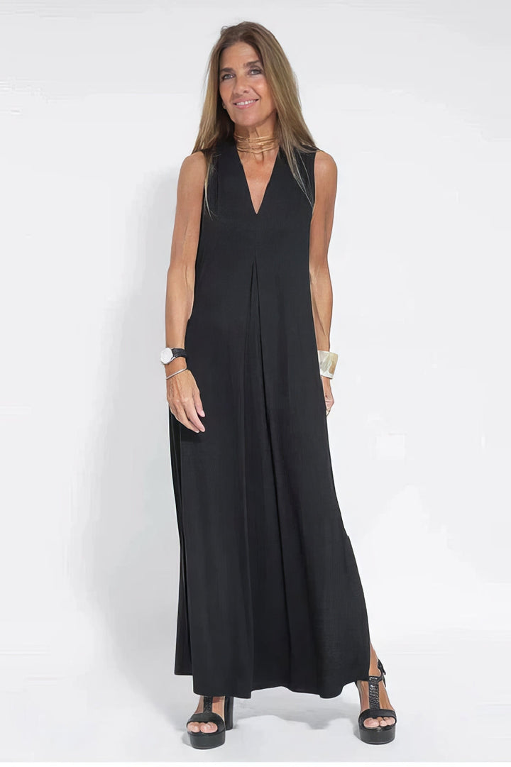 Women's V-neck maxi dress and cardigan set