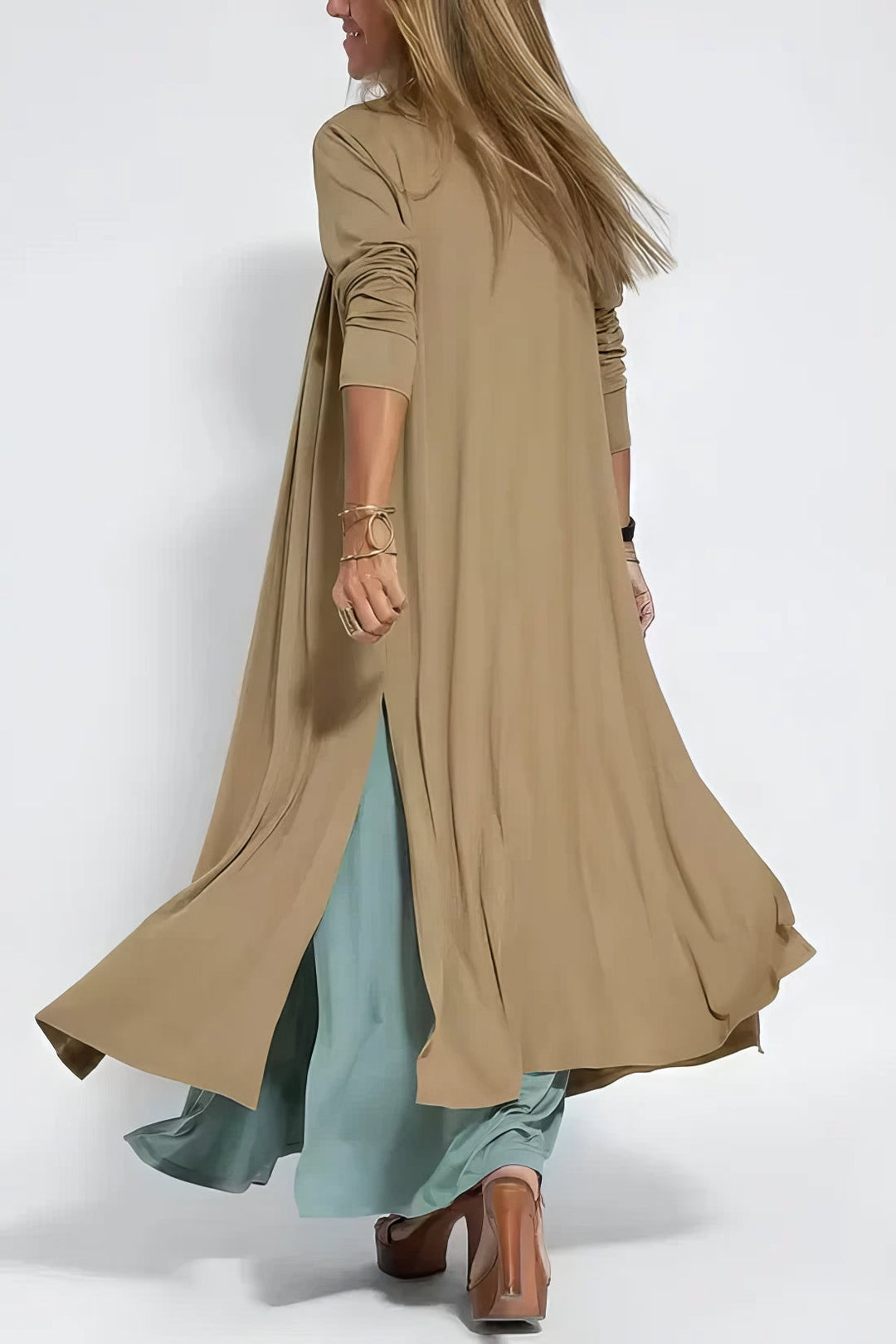 Women's V-neck maxi dress and cardigan set