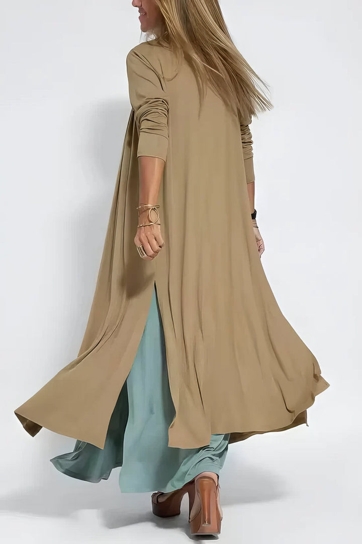 Women's V-neck maxi dress and cardigan set