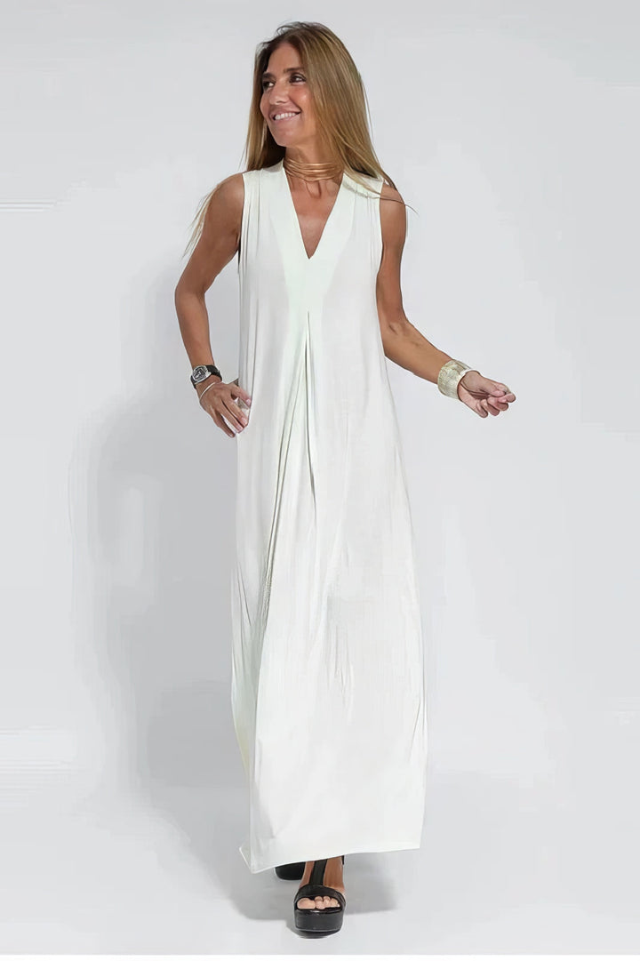 Women's V-neck maxi dress and cardigan set