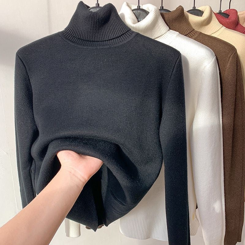 Women's long-sleeve turtleneck jumper with ribbed collar